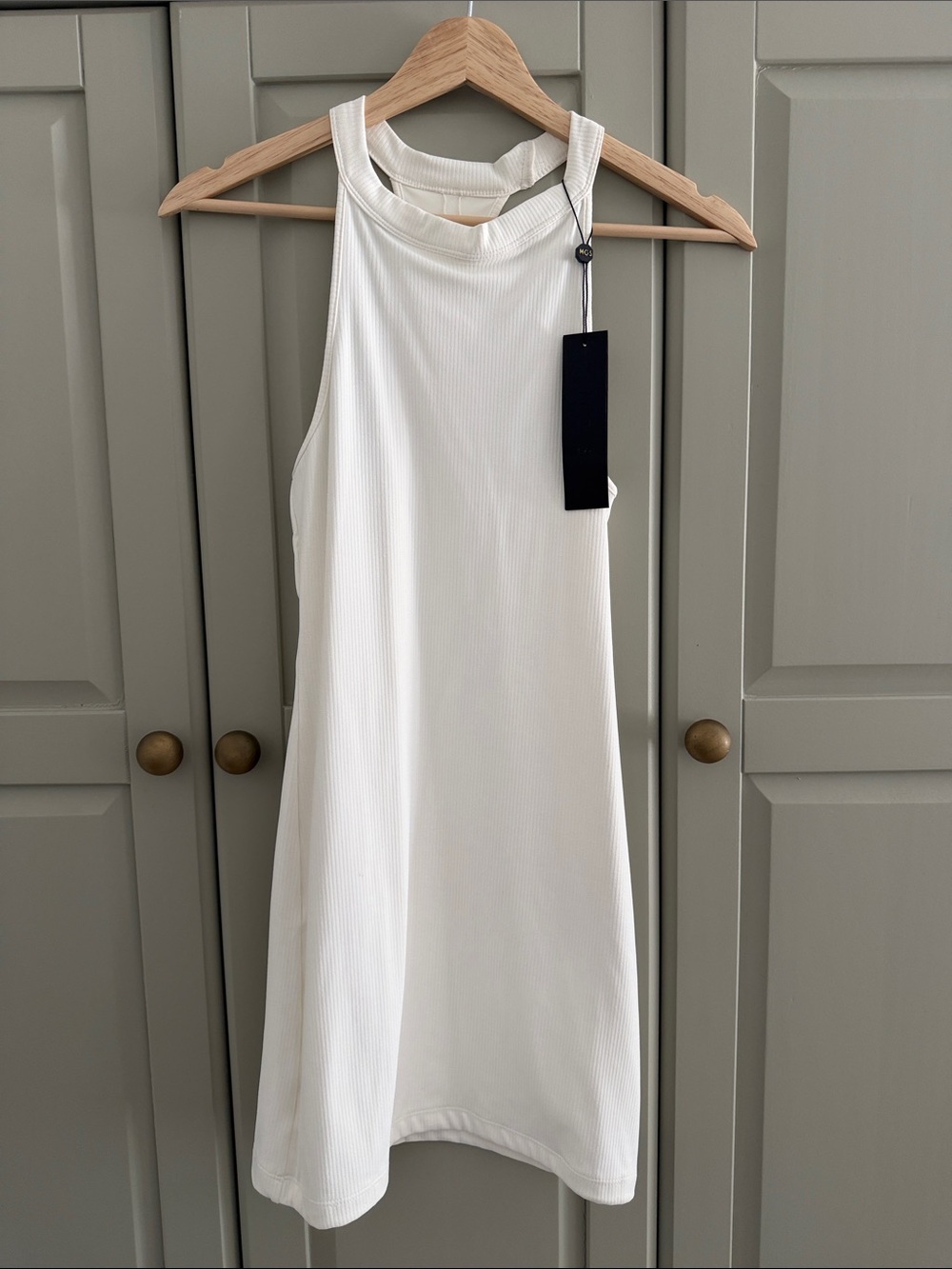 NWT never worn! MGS Swim Ribbed White Halter Mini Dress